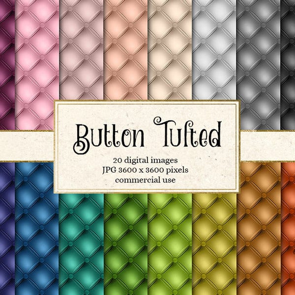 Button Tufted Digital Paper - Luxury Quilted backgrounds, upholstery princess scrapbook paper, printable quilting texture tufted background