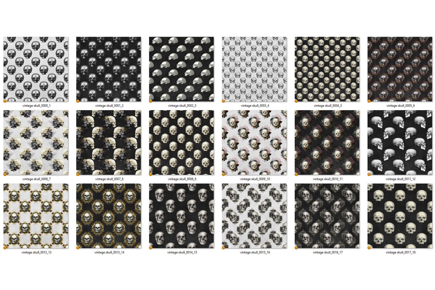 Vintage Skull Digital Paper, Seamless Grunge Patterns (digital Download ...