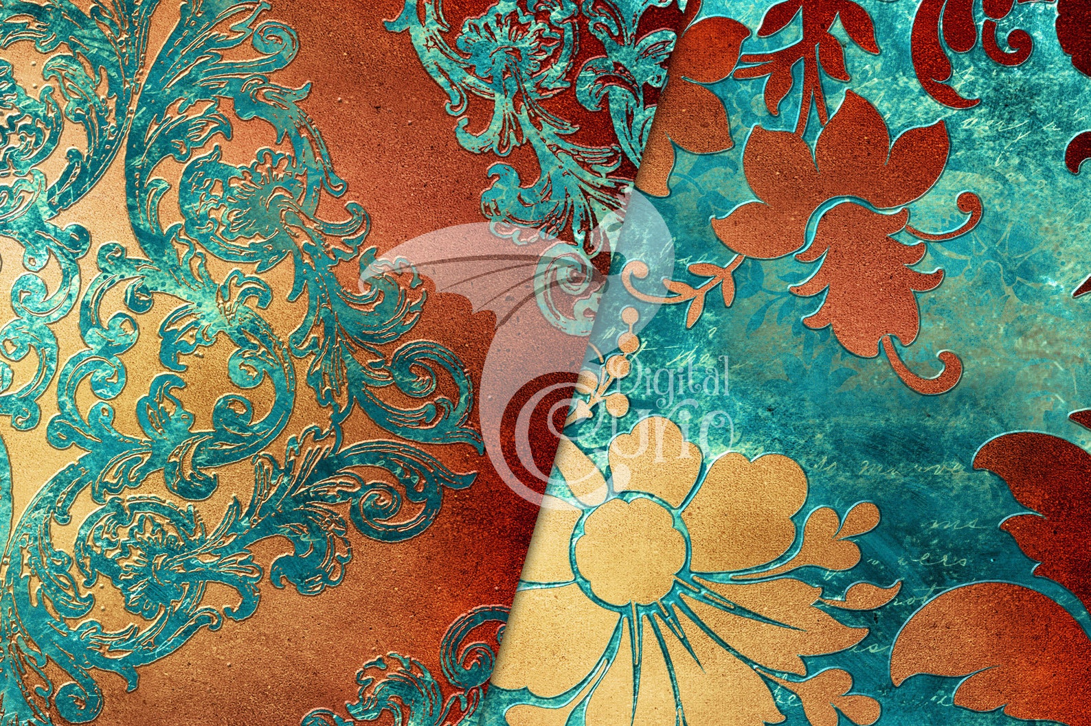 Rust Damask Texture Rust Patina Digital Paper, Damask Texture (digital Download) - Etsy