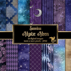 Mystic Moon Digital Paper, arrière-plans de texture fantaisie en détresse vintage papier de scrapbooking imprimable à usage commercial