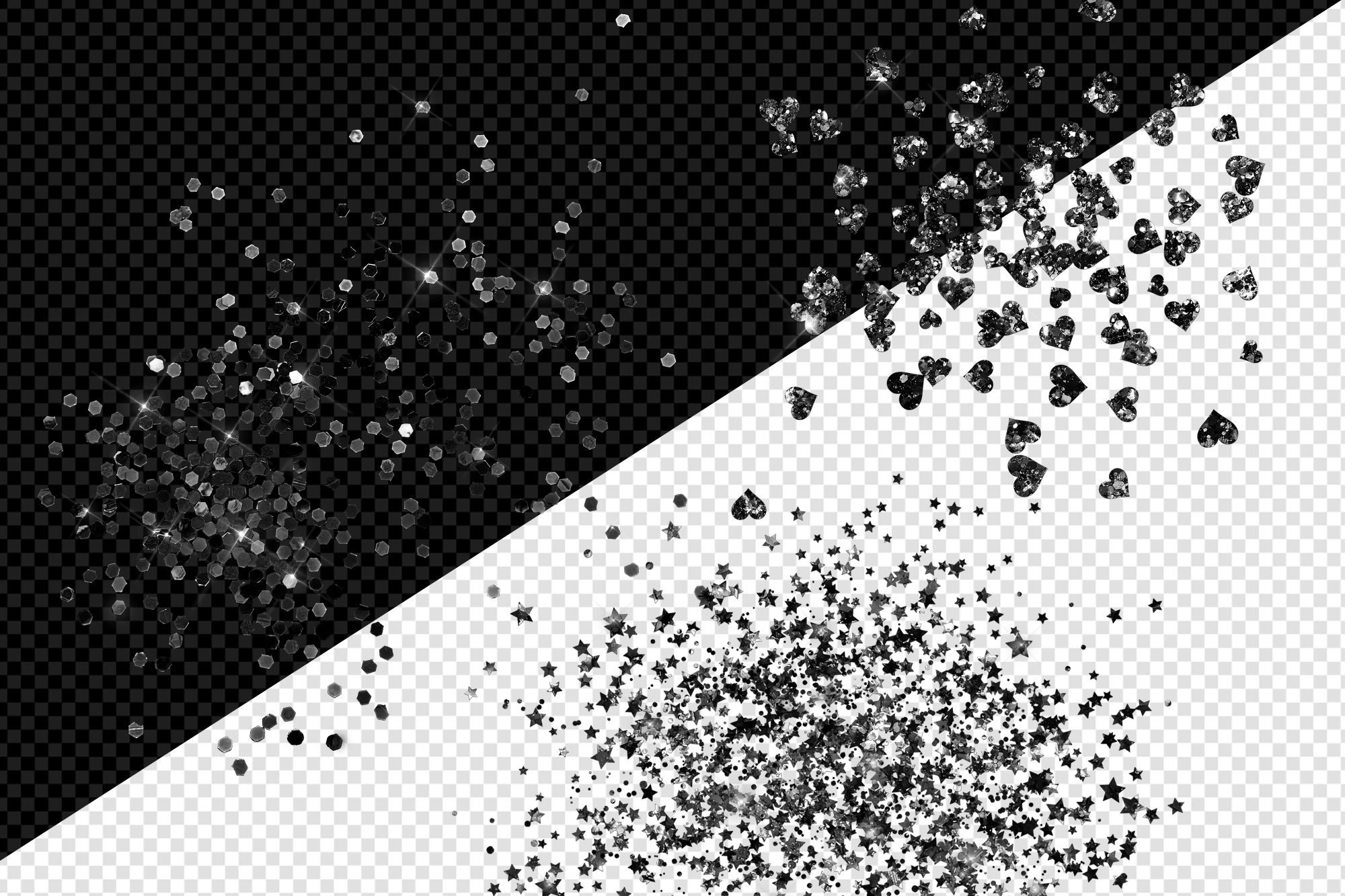Black Glitter ClipArt Overlays digital instant download | Etsy