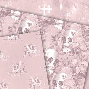 Pastel Gothic Digital Paper, Seamless Skulls, Florals (digital Download ...