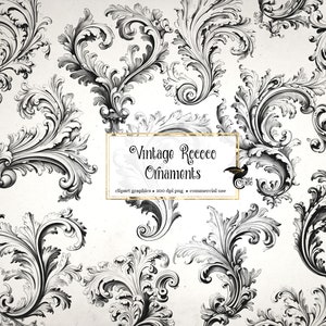 Vintage Rococo Ornaments Clipart - gráficos de imágenes prediseñadas barrocas para arte alterado o revistas basura descarga instantánea