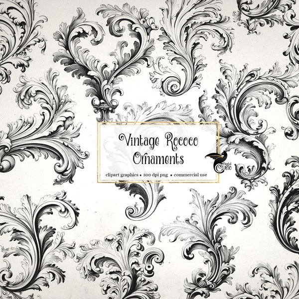 Vintage Rococo Ornaments Clipart - baroque clip art graphics for altered art or junk journals instant download