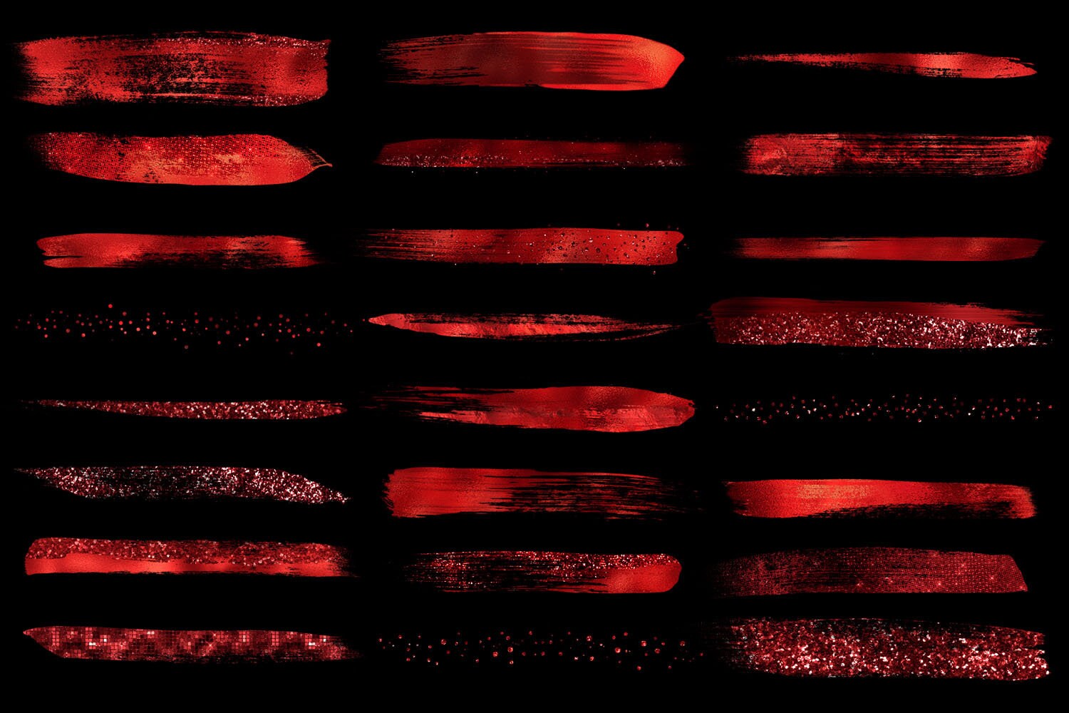 血塗られた刷毛　sanguine brushstroke foil Red Paint Strokes Clipart, With Red Glitter and Red Foil in