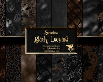 Black Leopard Digital Paper, Seamless Animal Print (Digital Download)