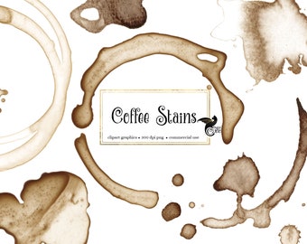 Coffee Stains Clip Art - digital coffee and espresso ring overlays instant download for commercial use