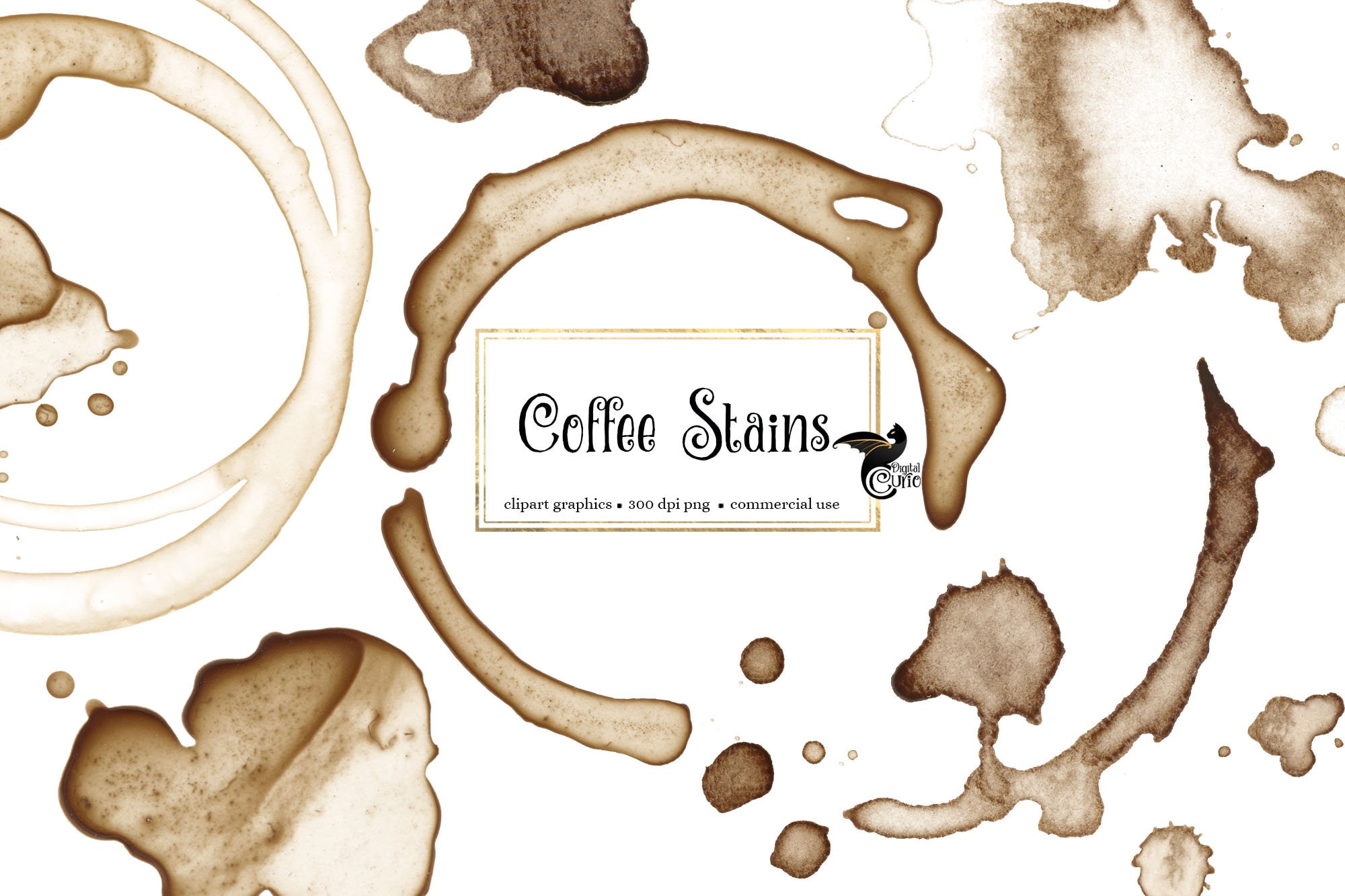Coffee Stains Clip Art Digital Coffee and Espresso Ring Overlays Instant  Download for Commercial Use - Etsy