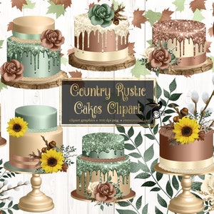 Rustikale Kuchen Clipart, Geburtstag und Hochzeit Kuchen Clip Art sofortigen download für kommerzielle Nutzung