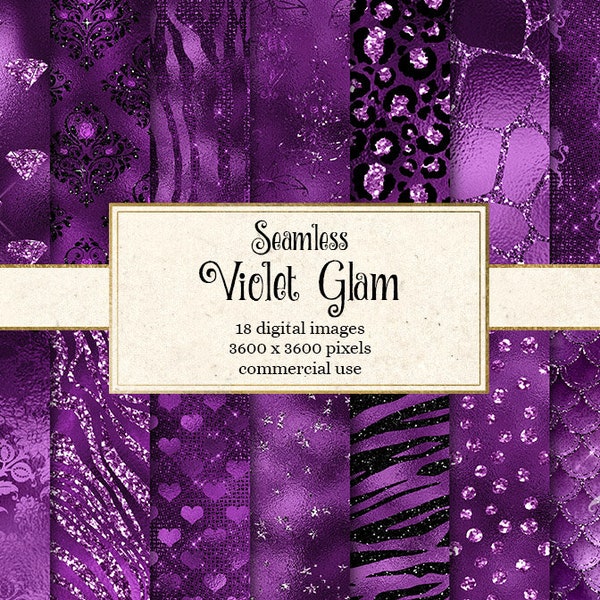 Violet Glam Digital Paper, purple violet digital paper, purple foil metallic backgrounds, scrapbook paper, digital purple glitter texture