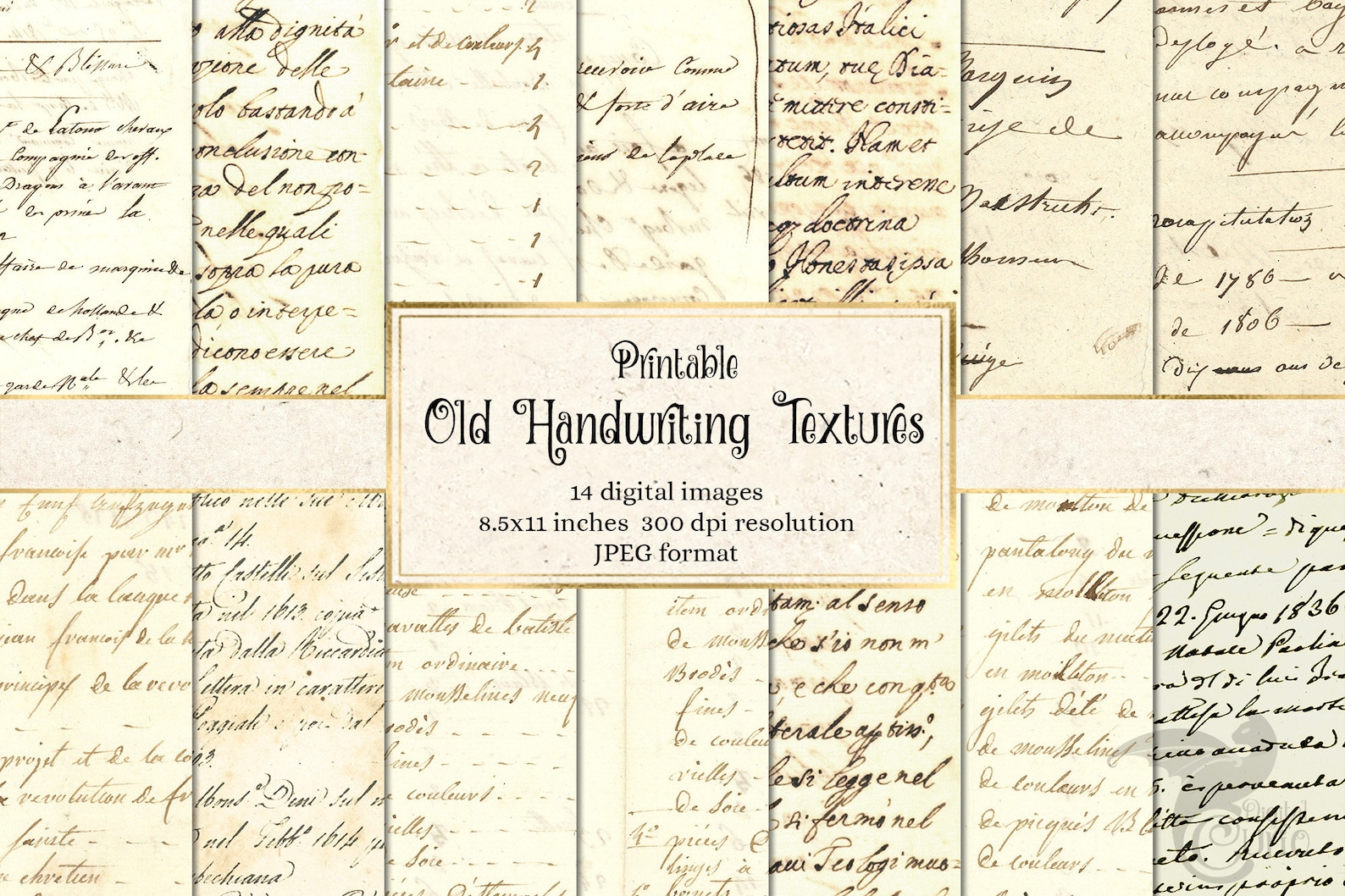 Printable Old Handwriting Textures Vintage Rustic Shabby - Etsy