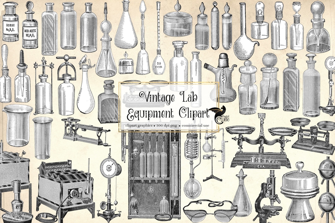 Vintage Lab Equipment Clip Art Digital Instant Download for Commercial