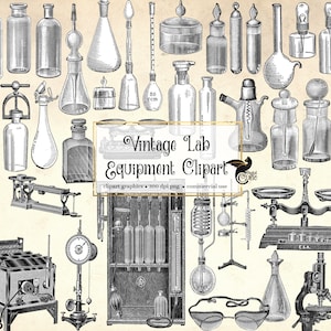 Vintage Lab Equipment Clip Art - vintage antique objects in png format instant download for commercial use