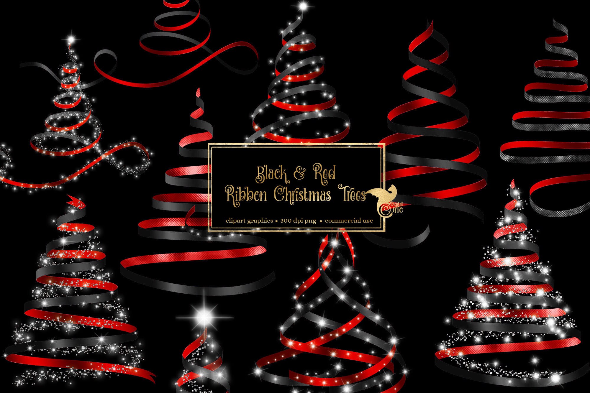 Black and Silver Christmas Ornaments Graphic by Digital Curio