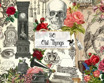 Vintage Objects Clip Art – Antique Ephemera PNG Images (Digital Download)