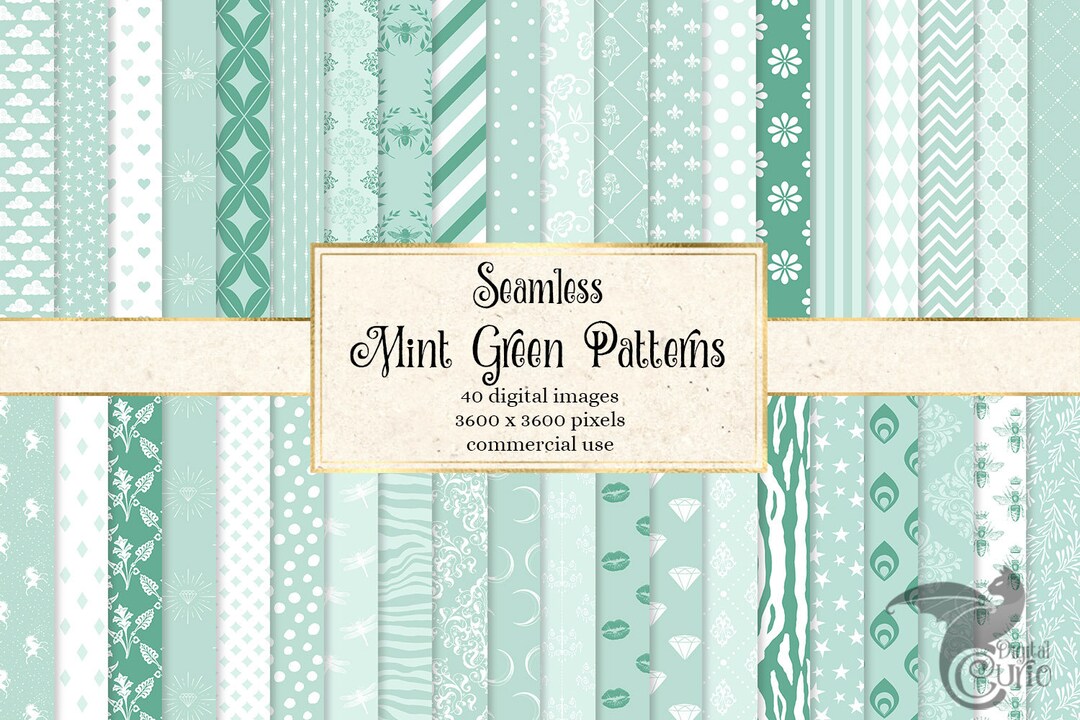 Mint Green Digital Paper, 40 Seamless Patterns (digital Download) - Etsy