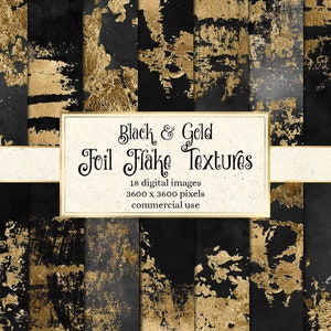 Black and Gold Foil Flake Textures - printable foil backgrounds and textures for instant download commercial use
