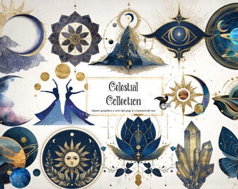 200 Celestial Collection Illustrationen und Clip Art - Kosmische Esoterik Okkulte PNG Bilder