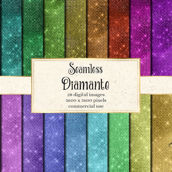Diamante Digital Paper, seamless glam diamond sequin textures with glitter and sparkles instant download commercial use
