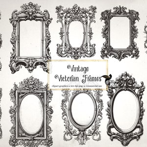 Vintage Victorian Frames Clipart - shabby clip art graphics and collage sheets for altered art or junk journals instant download