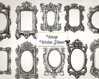 Vintage Victorian Frames Clipart - shabby clip art graphics and collage sheets for altered art or junk journals instant download