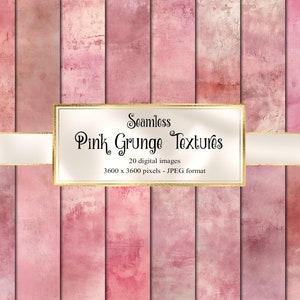 Pink Grunge Textures, papel digital texturizado sin costuras, fondos rústicos, texturas grunge, descarga instantánea enlosable