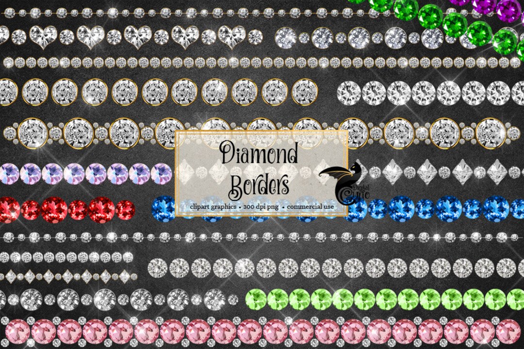 Diamond Rhinestone Borders Clipart - Gold & White Gold Sparkle PNG ...