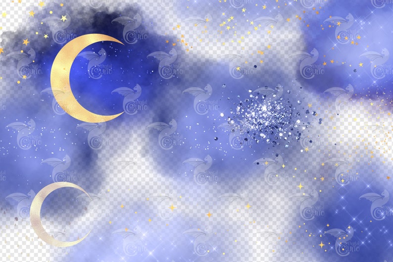 Blue Dreams Clipart Overlays in PNG Format With Glittering Etsy