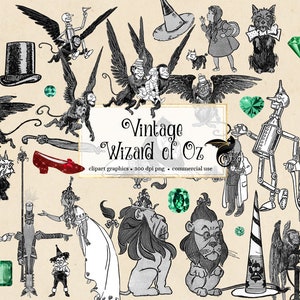 Vintage Zauberer von Oz Clip Art Clip Art aus den originalen Märchenbüchern im PNG Format Sofort-Download für kommerzielle Nutzung