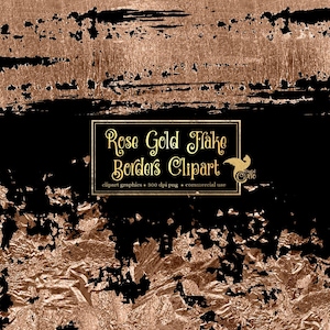Rose Gold Flake Borders Clip Art - faux Goldfolie digitale Bordüre Clipart im png format sofortiger download für kommerzielle Nutzung