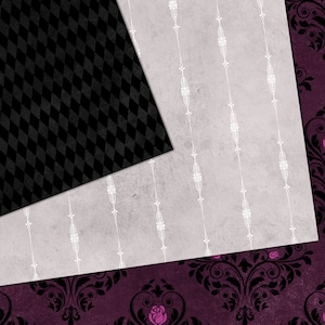 Gothic Purple Rose Digital Paper, Seamless Lace Patterns (digital ...