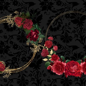 Red and Gold Wreaths Clipart Red Rose Wreath Clip Art in PNG - Etsy