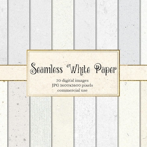 Seamless White Paper Textures, tileable paper backgrounds, repeating pattern white digital paper patterns, instant download commercial use