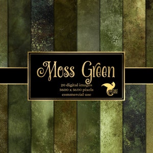 Moss Green Digital Paper - distressed grunge earth tone textures instant download for commercial use