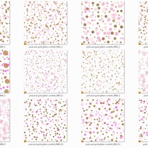 Pink and Gold Glitter Confetti Digital Paper, Pink and Gold Polka Dots ...