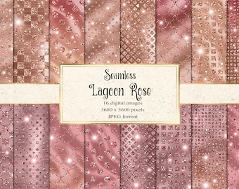 Lagoon Rose Digital Paper, mermaid glitter texture backgrounds printable scrapbook paper for commercial use