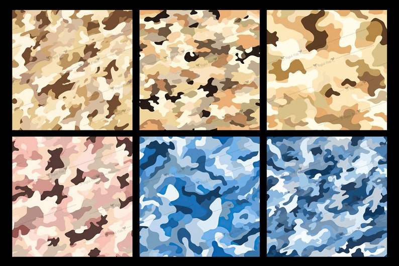 Camouflage Digital Paper, Seamless Military Camo Patterns, Instant ...