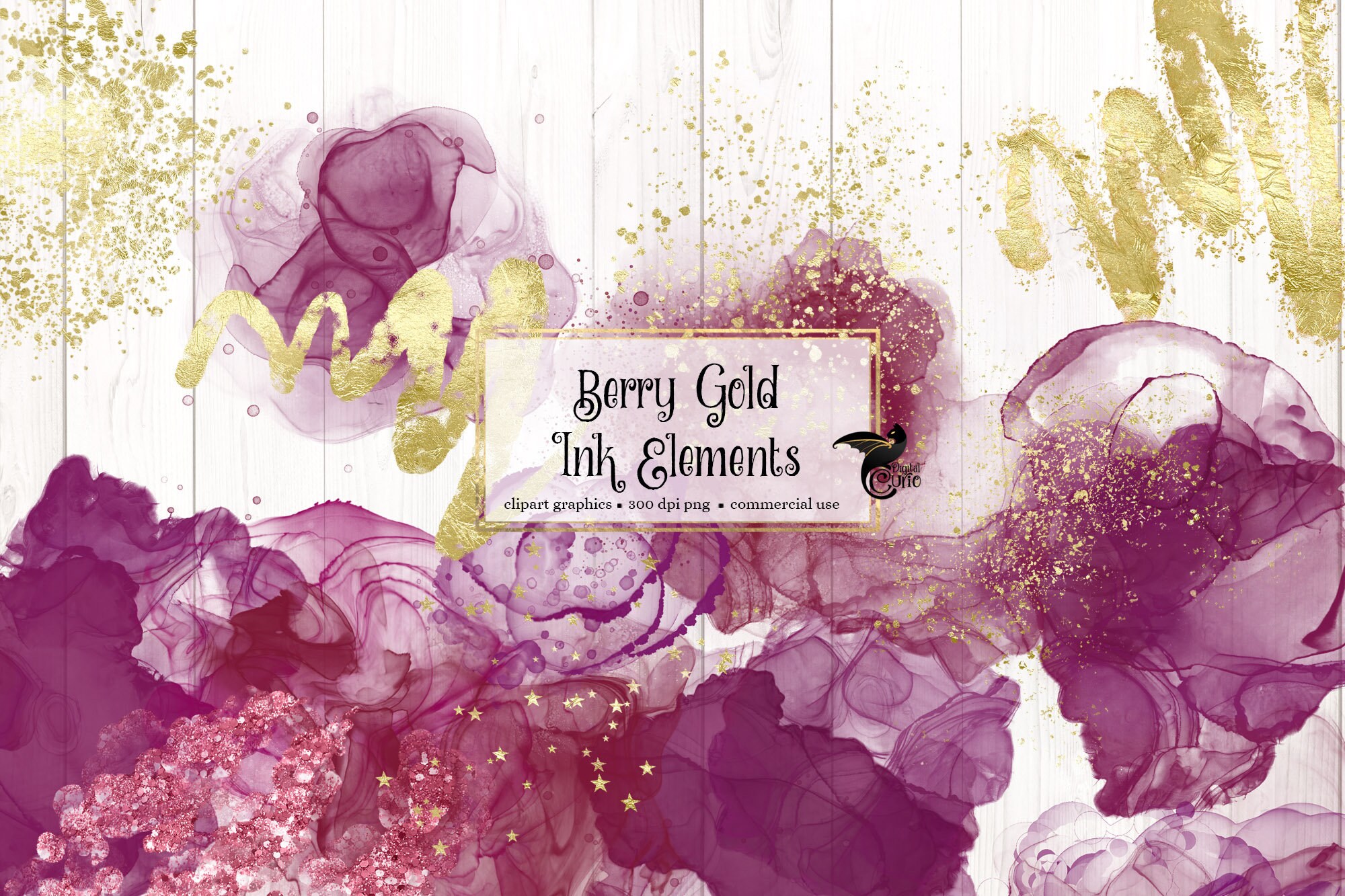 Berry Gold Color Berry Gold Ink Elements, Watercolor Clipart, PNG Art Graphics - Etsy
