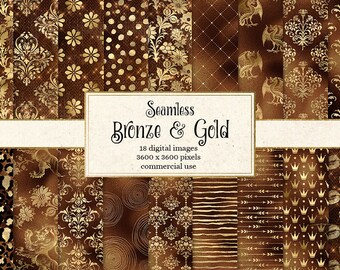 Bronze and Gold Digital Paper Seamless Gold and Bronze - Etsy
