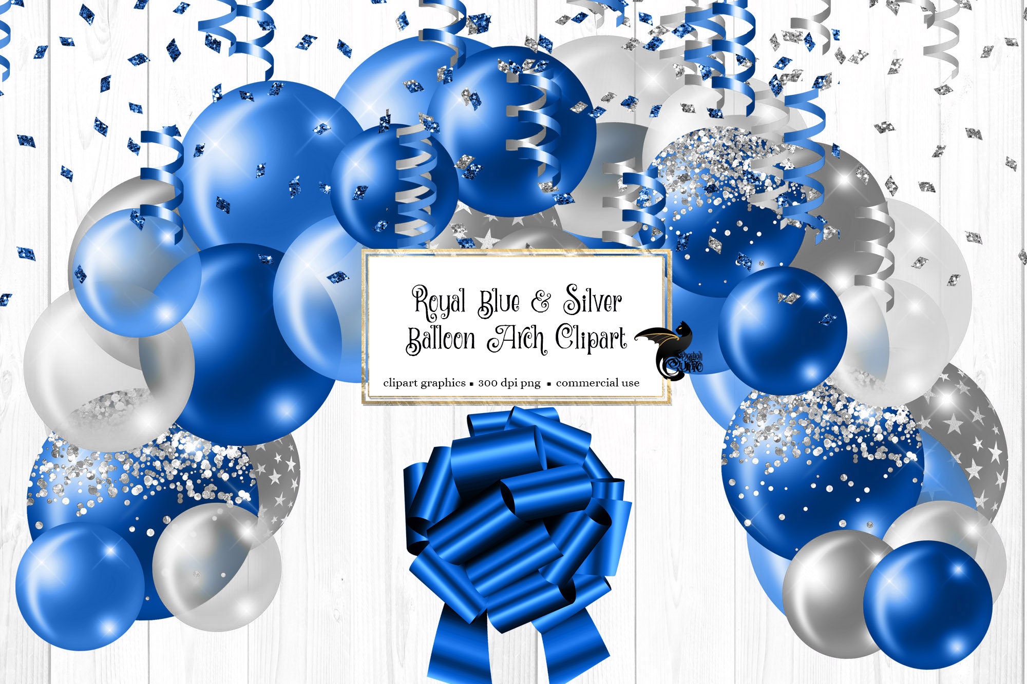 Royal Blue and Silver Balloon Arch Clipart Balloon Png Etsy