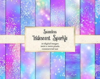 Iridescent Sparkle Digital Paper - seamless glitter and foil textures instant download for commercial use