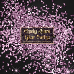 Chunky Mauve Purple Glitter Overlays, digital glitter png overlays, clip art glitter confetti instant download
