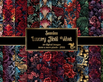 Floral Velvet Digital Paper – Seamless Antique Backgrounds (Digital Download)