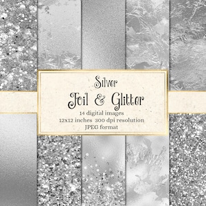 Zilver folie en glitter texturen, digitale folie glinsterende afdrukbare bruiloft achtergronden, digitale glam goud metallic folie