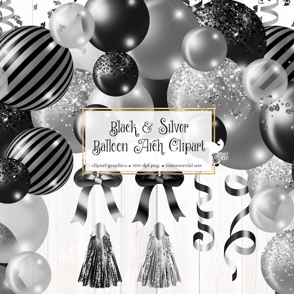 Black and Silver Balloons - Etsy