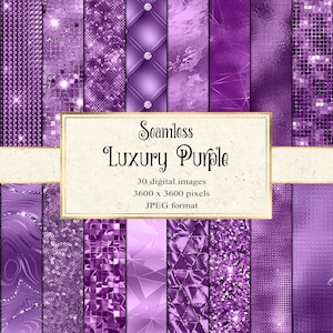 Papel digital de texturas roxas luxuosas, brilho roxo sem costura, folha roxa, fundos de textura roxa metálica, download instantâneo
