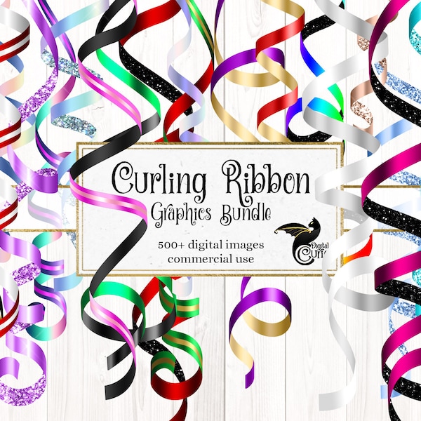 Curling Ribbon Graphics Bundle - 60 ensembles d'images numériques avec plus de 580 images pour vos conceptions à usage commercial