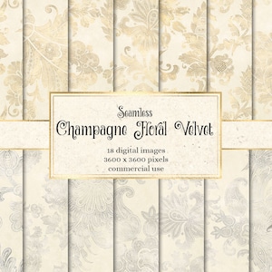 Champagne Floral Velvet Digital Paper, seamless ivory wedding digital paper textures backgrounds, floral lace wedding digital scrapbook