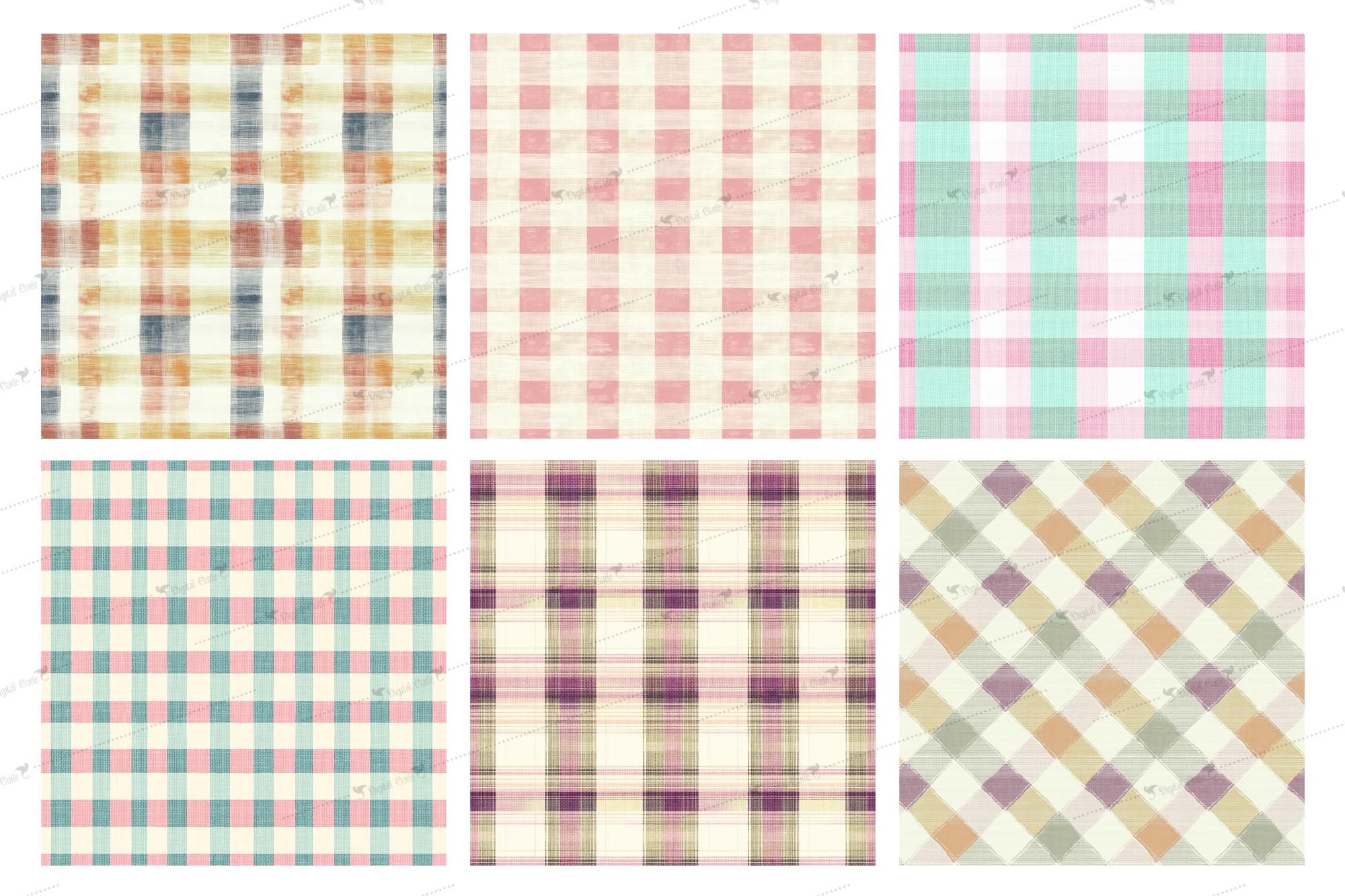 Pastel Gingham Linen Digital Paper, Tartan Fabric Textures, Plaid ...