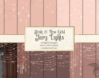 Blush and Rose Gold Fairy Lights Digital Paper (Digital Download)